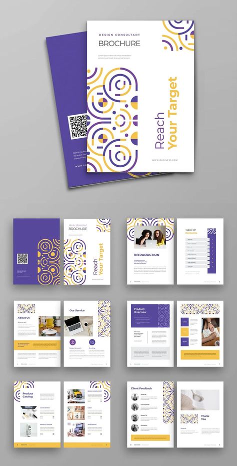 Modern Brochure Template EPS, INDD - 12 custom pages Creative Layouts Design, Brand Brochure Layout, Conference Brochure Design, Guidebook Design Layout, Conference Booklet Design, Modern Brochure Design Creative, Booklet Design Inspiration, Brochure Design Creative Graphics, Brand Brochure Design