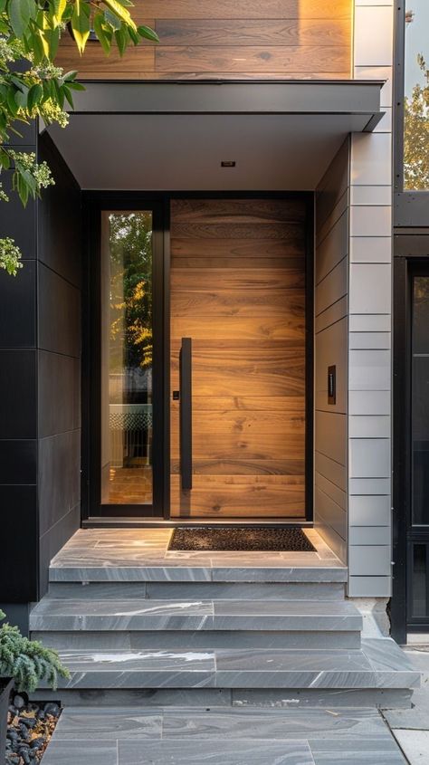 House Front Door Design, Modern Entrance Door, A Modern House, Home Door Design, Modern Entrance, Desain Furnitur Modern, Entrance Door Design, Modern House Facades, House Front Door