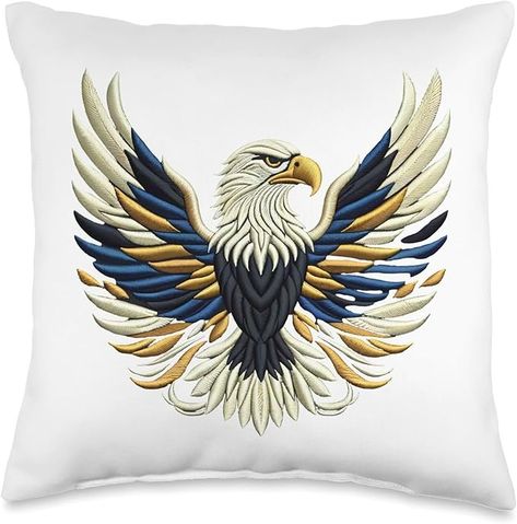 Amazon.com: Majestic Eagle Embroidery-Style Artwork Throw Pillow : Home & Kitchen Eagle Embroidery, Home Kitchen, Elegant Design, Throw Pillow, Decor Ideas, Throw Pillows, Embroidery, Pillows, Quick Saves