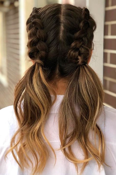 Hairstyle With 2 Braids, Chunky French Braid, Braid School Hairstyles, Cute Hairstyles For Year 7 Old Braids, Double Plaits Hairstyles, Shoulder Length French Braids, Brain Hairstyles, Plait Hairstyles For Kids, Hair Styles For 8 Year Girl