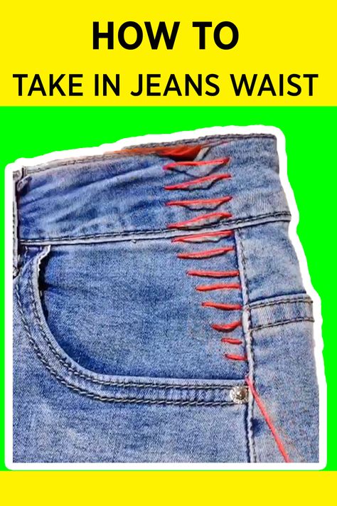 How to downsize the waist of jeans | Take in jeans waist | Pant waist alteration Take In Jeans Waist, Take In Jeans, How To Downsize, How To Make Jeans, Altering Jeans, Sewing Jeans, Big Pants, Sewing Pants, Sewing Alterations