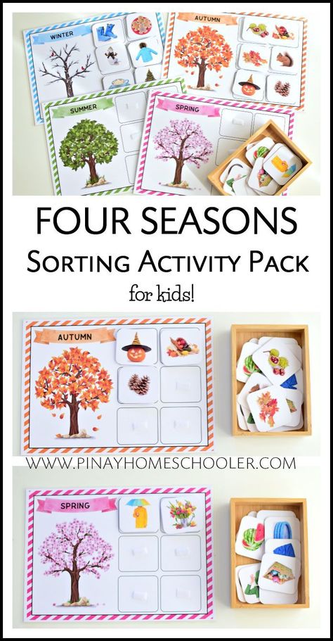 Fun and beautiful four seasons sorting activity for kids #preschool #homeschool #activities #teacherspayteachers #printables #science #seasons #winter #spring #fall #summer Preschool Homeschool Activities, Seasons Preschool, Seasons Activities, Preschool Homeschool, Real Images, Seasons Winter, Autumn Activities For Kids, Winter Crafts For Kids, Sorting Activities