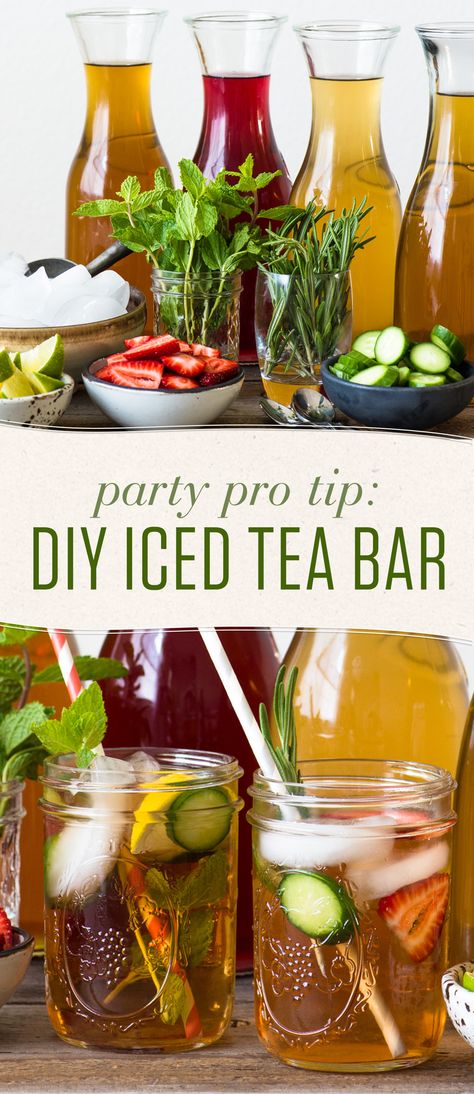 Ice Tea Party Ideas, Tea Bar For Party, Iced Tea Party Ideas, Tea Bar Ideas Party, Wildflower Tea Party, Tea Party Bar, Tea Bar Party, Tea Party Drinks, Tea Bar Ideas