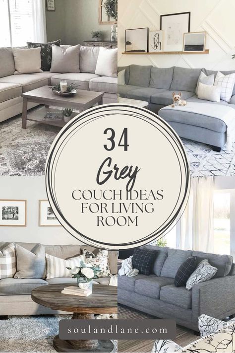 Transform your living space with these grey couch living room ideas that exude timeless style. From subtle neutrals to bold contrasts, explore the versatility of grey as it complements any space effortlessly creating a cozy and stylish haven for relaxation. Light Grey Sectional Couch, Farmhouse Rugs Living Room Grey Couch, Small Gray Living Room Cozy, Living Room Designs Grey Sectional, How To Decorate With A Grey Couch, Grey Neutral Living Room Ideas, Living Room Colors Grey Couch, Grey Couch Dark Walls, Living Rooms With Gray Sectionals