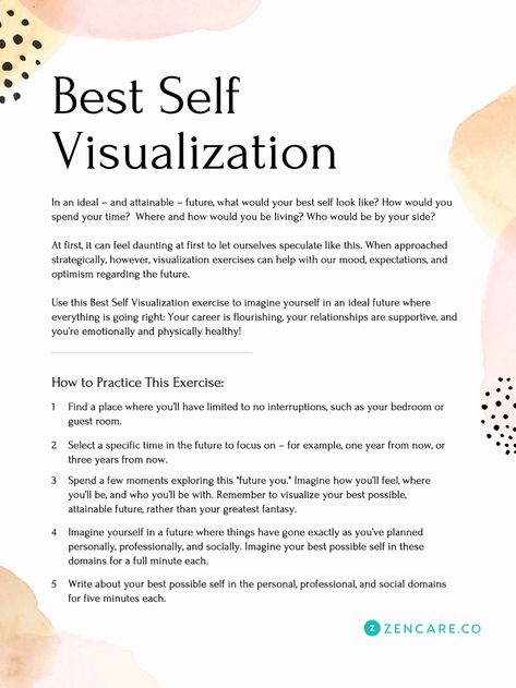 How To Visualize Your Best Possible Self - Zencare Blog Self Visualization, Solution Focused Therapy, How To Visualize, Positive Visualization, 5am Club, Understanding Emotions, Morning Pages, Health Podcast, Spiritual Coach