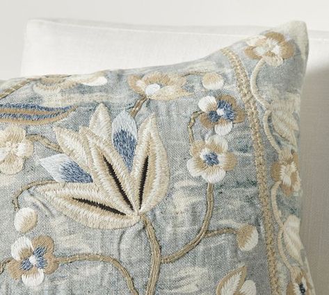 Pottery Barn Pillow Cover, Embroidered Pillow Covers, Pillow Fort, Pillows Decorative, Pillow Texture, Embroidered Cushions, Cushion Inserts, Pottery Barn Teen, Embroidered Pillow