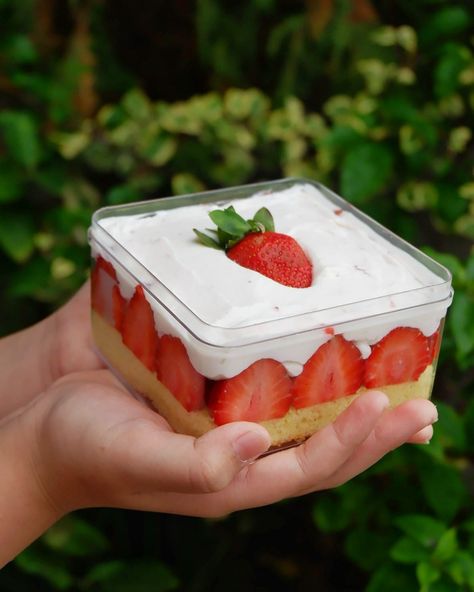 Strawberry Dessert Box, Strawberry Shortcake Box Cake, Strawberry Shortcake Korean, Korean Strawberry Cake, Korean Cake Box, Strawberry Shortcake Dessert, Strawberry Icebox Cake, Dessert Strawberry, Cube Cake