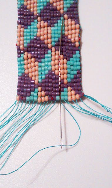 Great Tip on How to Finish Loom Bracelets                                                                                                                                                                                 More Bead Loom Designs, Loom Jewelry, Beaded Art, Loom Bracelet Patterns, Bead Weaving Patterns, Beading Techniques, Bead Loom Bracelets, Beading Tutorial, Beadwork Patterns