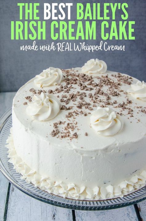 Baileys Irish Cream Cake, Baileys Cream, Real Whipped Cream, Baileys Irish Cream Recipes, Irish Cake, Irish Cream Cake, Cream Desserts Recipes, Baileys Cake, Irish Cream Recipe