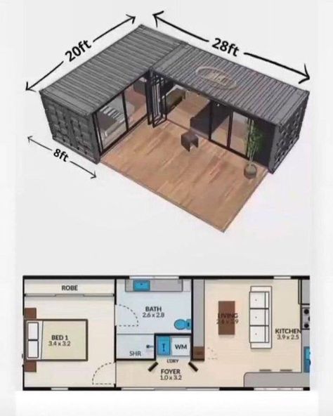 Container Home Designs, Container Home Plans, Sea Container Homes, Kitchen Bloxburg, Shipping Container Cabin, Shipping Container Home Designs, Storage Container Homes, Tiny House Interior Design, Tiny House Layout