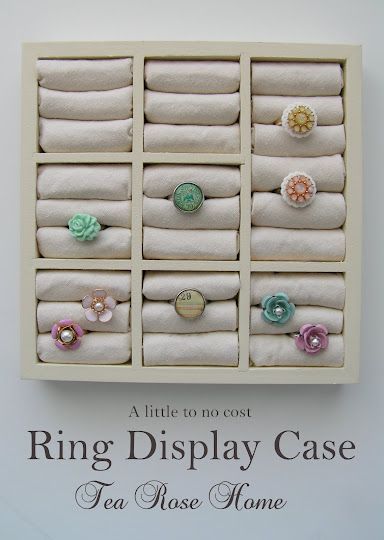 ring display from a dollar store find! Ring Display Case, Jewelry Storage Diy, Jewellery Storage Display, Jewerly Displays, Diy Ring, Diy Display, Diy Jewelry Display, Ring Display, Ring Storage