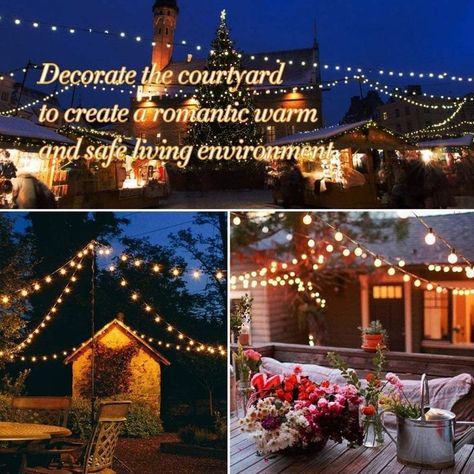 #stringlightsoutdoor #weddingDIYideas Waterproof LED #Bulbs Indoor/Outdoor #HangingLighting #amazon #amazonmusthave These patio lights emit a warm glow which makes you feel cozy and has a relaxing time in your outdoor space after a day's work. Made of durable flexible cord and clear glass bulbs, our string lights are designed to withstand the wear and tear of year-round outdoor use; Layers of insulation enhance the strand to withstand extreme temperatures, rainy, windy, or damp climates. Outdoor Globe Lights, Led String Lights Outdoor, Patio Lights, Patio String Lights, Solar String Lights Outdoor, Outdoor String Lights, Globe String Lights, Bulb String Lights, Patio Party