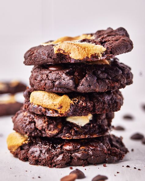 Triple Chocolate Marshmallow Cookies | Bonni Bakery Bonni Bakery, Chocolate Sea Salt Cookies, Chocolate Chip Marshmallow Cookies, Chocolate With Marshmallows, Chocolate Marshmallow Cookies, Elegant Cookies, Chewy Chocolate Cookies, Marshmallow Cookies, Gooey Cookies