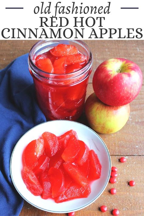 Red Hot Apples, Cinnamon Apples Crockpot, Red Hot Cinnamon Apples, Hot Cinnamon Apples, Cornbread Cake Recipe, Best Cooking Apples, Cinnamon Apple Rings, Hot Apples, Red Hots Candy