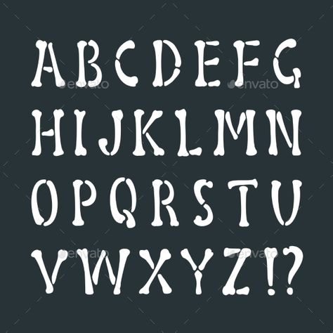 Bone Alphabet, Halloween Fonts Alphabet, Halloween Typography, Vector Alphabet, Fonts Handwriting Alphabet, Day Of The Dead Halloween, Mexican Day Of The Dead, Handwriting Alphabet, Halloween Vector