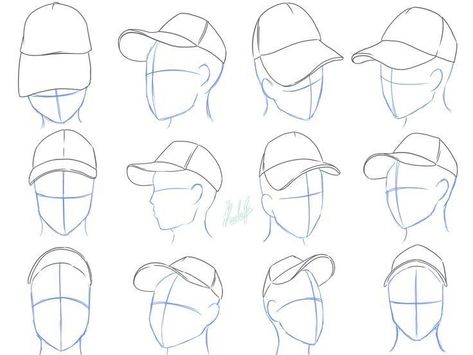 Hair With Hat Drawing Reference, Baseball Cap Drawing Reference, Guy With Hat Drawing, Person With Hat Reference, Person Wearing Hat Reference, Fitted Hat Drawing, Ball Cap Drawing, Wearing Hat Reference, Baseball Hat Reference