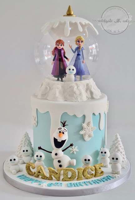 Anna Frozen Cake, Snow Globe Cake, Olaf Snow, Elsa Birthday Cake, Globe Cake, Frozen Birthday Party Cake, Frozen Themed Birthday Cake, Winter Torte, Elsa Cake Frozen