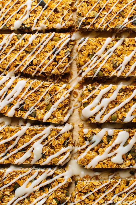 Pumpkin Spice Granola Bars | Fork Knife Swoon {omg, yes!} Pumpkin Granola Bars, Chewy Ginger Cookies, Pumpkin Spice Granola, Raw Pumpkin Seeds, Homemade Pumpkin Spice, Granola Bar, Pumpkin Bars, Vegan Eats, Ginger Cookies