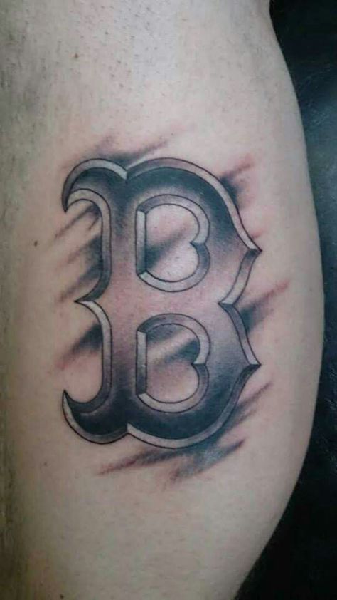 Boston B tattoo Boston Red Sox Tattoos, Red Sox Tattoo, B Tattoos, Tattoo Pieces, Boston Tattoo, Hand Tatto, Sport Tattoos, Kiss Tattoos, Archangel Tattoo