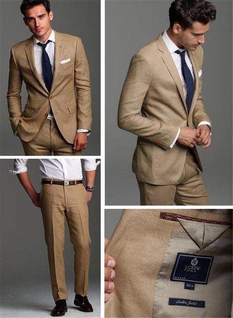 2015 Handsome Tuxedos for Men Beige Wedding Suits for Men Men Suits Groom Wedding Suits Groomsmen Suits Jacket+Pants+Vest+tie from Huifangzou,$107.31 | DHgate.com Khaki Suit Wedding, Brown Groomsmen, Dinner Jackets, Khaki Suits, Best Suits For Men, Khaki Suit, Terno Slim, Wedding Suits Groomsmen, Backless Lace Wedding Dress