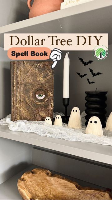 Emma Villaneda on Instagram: "👁️ Ready to cast spells!📖🔮  What do you think of this Halloween DIY?!   📸👇🏻 SHOPPING list: 🛒 Dollar Tree Book  🛒 Dollar Tree Eyeballs 🛒 Dollar Tree Tissue Paper 🛒 Dollar Tree Paint (Brown, Black, Gold)  🛒 Dollar Tree Mod Podge 🛒 Amazon Cordless Hot Glue Gun  SHOP 🛍️ HOT GLUE GUN: 👉🏻Click link in Bio 👉🏻Select Amazon Storefront 👉🏻Shop ‘DIY Materials’ tab!  • • • •  #dollartree #halloweendecor #diy #craft #halloweendecorations #dupe #design #hocuspocus #bookstagram #spell #salem #homedecor #halloween #interior #homedesign #diy #interiordesign #explorepage #reelvideo #newreel #trending #ghost #dollarstore #kidcrafts #falldecor #fall #spooky #diycrafts #halloweencrafts #seasonal" Spell Book Decoration, Halloween Dollar Tree Decor, Dollar Tree Harry Potter Diy, Mod Podge Halloween Crafts, Halloween Crafts Dollar Tree, Diy Halloween Spell Book, Index Card Holder, Dollar Tree Kitchen Organization, Halloween Interior