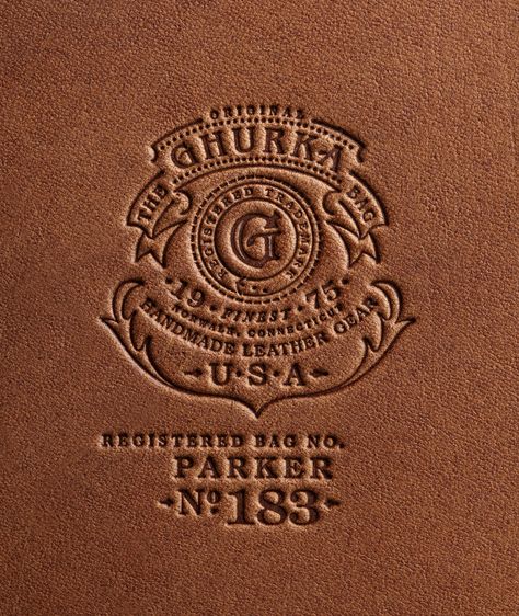 Leather Graphic Design, Modern Heraldry, Drinks Packaging, Print Techniques, Stranger And Stranger, Hand Lettering Inspiration, Typography Letters, Clothing Design, Graphic Design Poster