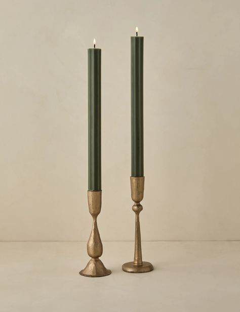 Fluted Church Taper Candle by Green Tree Home Wedding Candle Sticks, Candle Centerpieces Dining Room, Green Candle Sticks, Timeless Tablescape, Candle Stick Decor Ideas, Green Candlesticks, Green Taper Candles, Taper Candle Centerpiece, Candlestick Decor