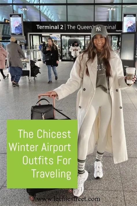 The Chicest Winter Airport Outfits For Traveling. The coziest winter traveling outfits for the airport. Looking for the most comfortable airport outfit winter that is comfy and chic? Plenty of winter travel outfit that will have you looking chic for the winter. Casual airport outfits that are easy to copy. #airportoutfits #winterairportoutfits #wintertravelingoutfits #airportstyle #airportoutfit Winter Traveling Outfits, Plane Outfit Winter, Plane Outfit Airport Style, Airport Style Winter, Outfits For The Airport, Outfits For Traveling, Airport Outfit Fall, Errands Outfit Winter, Casual Airport Outfit