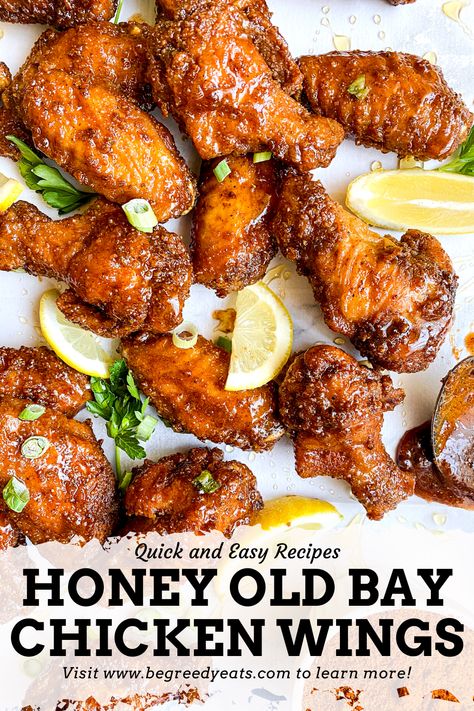 Old Bay Chicken Wings, Simple Fried Chicken, Old Bay Chicken, Honey Chicken Wings Recipe, Wing Flavors, Chicken Wing Sauce Recipes, Chicken Wings Recipes, Honey Chicken Wings, Easy Chicken Wing Recipes