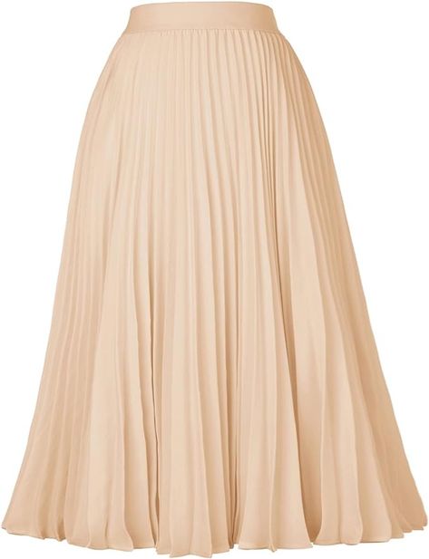 Amazon.com: GRACE KARIN Womens Casual A-Line Chiffon Skirts Pleated Swing Skirt Light Khaki M : Clothing, Shoes & Jewelry Embroidery Jeans Diy, Elegant Skirts, Chiffon Skirts, Red Pleated Skirt, Pleated Chiffon Skirt, Teacher Fashion, Skirt Ideas, High Waisted Pleated Skirt, Classic Skirts