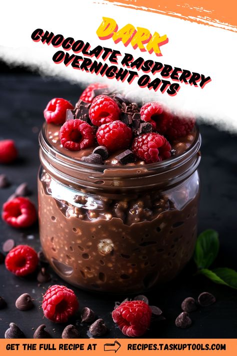 Indulge in a deliciously healthy breakfast with Dark Chocolate Raspberry Overnight Oats. This recipe marries rich dark chocolate with the bright, tart flavor of raspberries for a morning treat that's both nourishing and satisfying. Perfect for busy mornings, simply prepare these oats the night before for a hassle-free start to your day. Packed with fiber, antioxidants, and a touch of sweetness, these overnight oats are an excellent choice for those who crave a wholesome and indulgent breakfast option. Try them today and transform Raspberry Jam Overnight Oats, Chocolate Strawberry Overnight Oats, Overnight Oats Chocolate, Raspberry Overnight Oats, Raspberry Breakfast, Overnight Oats Recipe Easy, Dark Chocolate Raspberry, Oats Recipe, Oats Breakfast