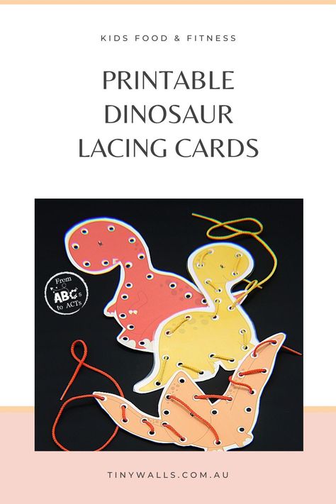 Dinosaur Tracks Printable, Free Printable Lacing Cards, Dinosaur Lacing Cards Free, Dinosaur Lacing Cards, Dinosaur Playdough Mats Free, Dinosaur Language Activities, Learn About Dinosaurs, March Lesson Plans, March Lessons