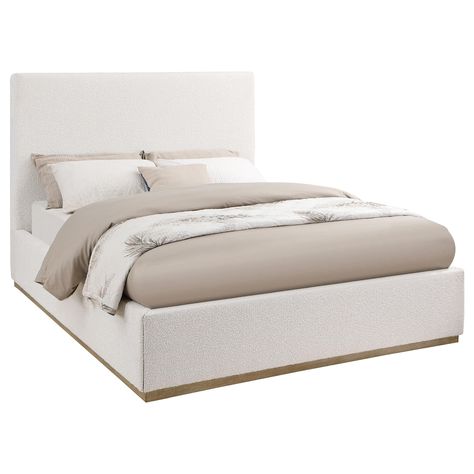 PRICES MAY VARY. Includes: One (1) queen bed Clean lines with soft edges shape a minimalist look to a stylish bed with plenty of versatility Plush padding offers volume and soft dimensionality to its extra high headboard Creamy fabric upholstery is textural and ideal for complementing a host of room color palettes Its low-profile boxy base frame delivers elegant simplicity and a low-key look Gray Platform Bed, Full Bed Ideas, Queen Bed Headboards, White Bed Frame Bedroom Ideas, King Bed Platform, White Upholstered Bed, Amazon Bedroom, King Upholstered Platform Bed, Low Profile Bed Frame