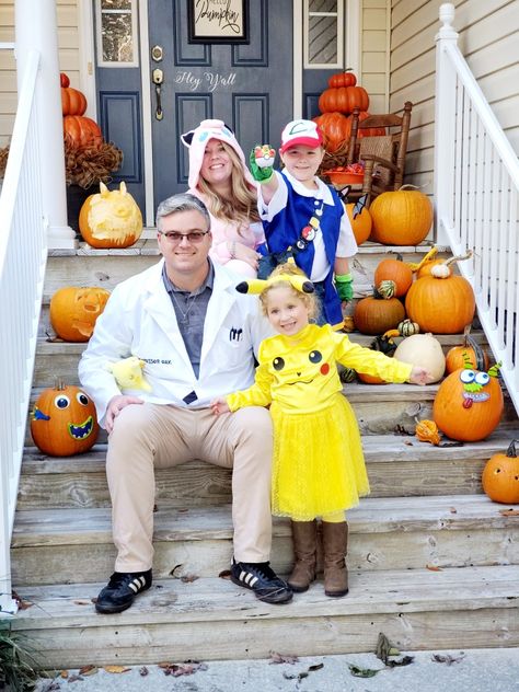 Professor Oak. Pickachu. Ash. Jiggly Puff. Halloween Gotta Catch them All! Pokemon Halloween Costumes, Jiggly Puff, Professor Oak, Pokemon Halloween Costume, Pokemon Halloween, Gotta Catch Them All, Ash, Pokemon, Halloween