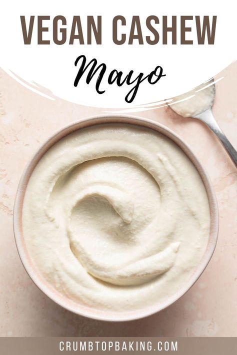 This homemade Cashew Mayo is quick and easy to make with a creamy texture and tangy flavour. You need just 6 ingredients plus water and it's egg-free and oil-free! Cashew Mayo, Turnip Fries, Homemade Dips, Vegan Mayo, Sweet Potato Wedges, Easy Dips, Vegan Mayonnaise, Veggie Dip, Cashew Milk