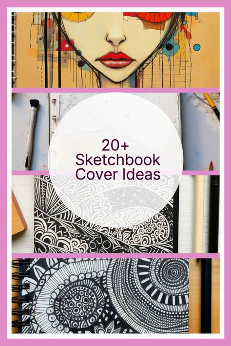 20 Sketchbook Cover Ideas: Creative Designs to Personalize Your Art Journal - Artsydee | Drawing, Painting, Craft & Creativity Art Portfolio Cover Design Creative Handmade, Painting On Sketchbook Cover, Sketchbook Cover Ideas Drawing, Sketchbook Covers Ideas, Sketchbook Cover Design, Sketch Book Cover Ideas, Sketchbook Cover Ideas, Sketch Book Cover, Book Cover Ideas