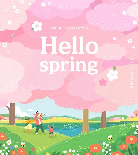 Spring Illustration Design, Spring Poster Design, Easter Packaging, Flower Vector Illustration, Spring Poster, Spring Template, Spring Banner, Spring Illustration, Flower Vector