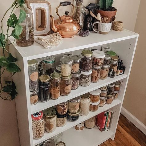 Waste Free Planet | Zero Waste on Instagram: “We love seeing the reused pasta sauce jars in there, our cupboard is a mix between reused pasta sauce jars, reused moccona jars and…” Apothecary Decor, Ayurvedic Practitioner, Non Perishable, Ayurvedic Healing, Herbal Apothecary, Kitchen Witch, Healing Herbs, Upcycled Furniture, Herbal Medicine