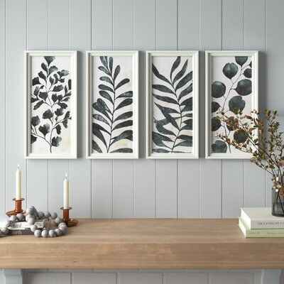 Coastal Botanical Decor, Set Of 4 Wall Art, Timeless Wall Art, Decor For Bathroom Walls, Gray Walls Decor, Earthy Wall Decor, Wall Art Farmhouse Style, 4 Piece Wall Art, Black And White Wall Decor