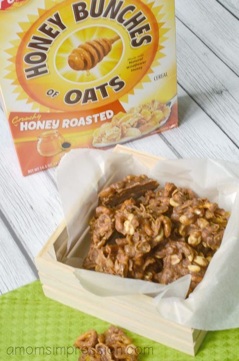 Honey Bunches Of Oats Recipes Treats, Honey Bunches Of Oats Recipes, Oat Granola Recipe, Oats Snack, Honey Smacks Cereal, Honey Bunches Of Oats Cookies, Snack Mix With Honeycomb Cereal, Trail Mix With Honeycomb Cereal, Honey Cereal