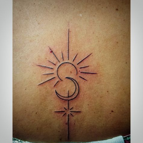 Moon Star And Sun Tattoo, Star And Sun Tattoos, Moon Sun And Stars Tattoo, Sun Moon Stars Tattoo, Moon And Star Tattoo, Moon Child Tattoo, Love Tattoo Designs, Sun Rays Tattoo, Sun Moon And Stars Tattoo