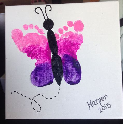 Butterfly Infant Crafts, Butterfly Hand Print Craft, Foot Print Butterfly Crafts For Kids, Butterfly Craft For Infants, Butterfly Infant Art, Butterfly Footprint Craft, Infant Butterfly Art, Butterflies Crafts For Toddlers, Handprint Butterfly Craft For Toddlers