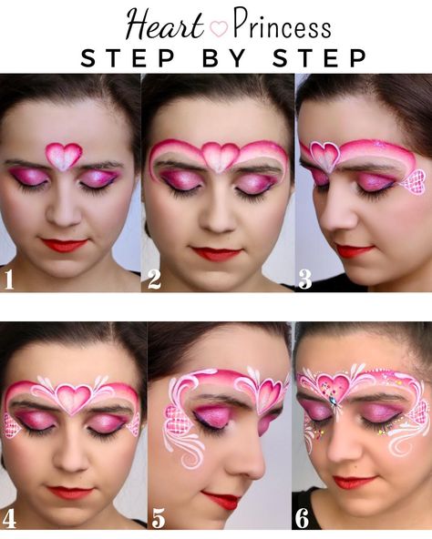 Perfect for Valentines day, or just a cute loving princess! Learn how to paint it on youtube. Link is attached. #valentineaday #valentineadaymakeup #valentinesdayfacepaint #heartprincess #heartfacepaint #heartmakeup #princessfacepaint #girlfacepaint #onestroke #onestrokefacepaint #easyfacepaint Face Paint Step By Step, Princess Face Paint, Face Paint Party, Paint Step By Step, Face Painting Images, Princess Face Painting, Fairy Face Paint, Face Painting Tips, Christmas Face Painting