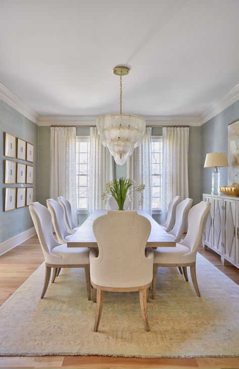 Beige Dining Room, Formal Dinning Room, Modern Dining Room Lighting, Transitional Dining Room, Dining Room Blue, Dining Room Remodel, Dinning Room Design, Dining Room Makeover, White Dining Room