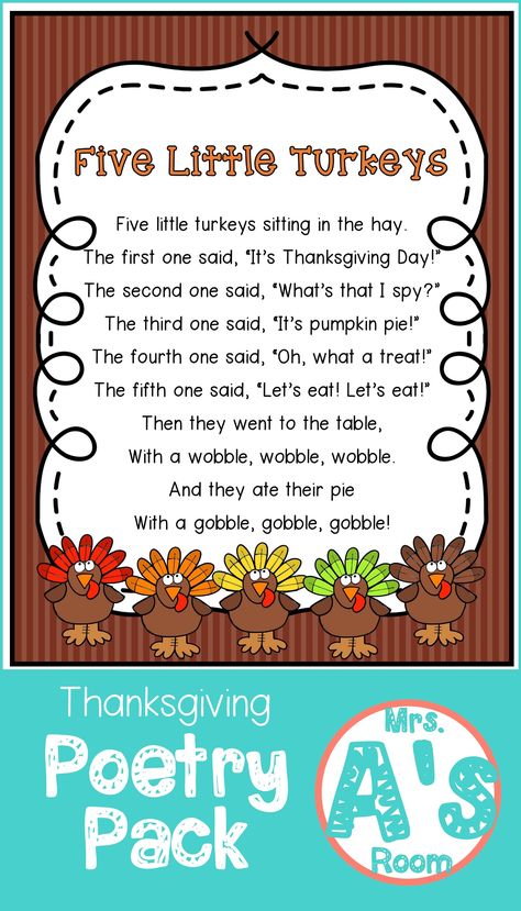 Preschool Thanksgiving Decorations, Doodles Thanksgiving, Thanksgiving Theme Preschool, November Songs, Poems For Preschool, Five Little Turkeys, Prek Songs, Cute Poems, Preschool Movement