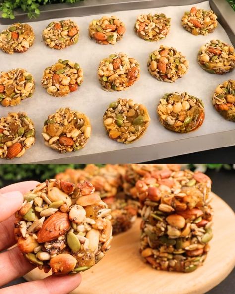 Energy-Boosting Nut and Seed Cookies - Greenku Recipes Healthy Nut Bars Clean Eating, Healthy Bar Cookies Recipes, Nut And Seed Bars Healthy Recipes, Nut And Seed Biscuits, Dried Fruit And Nut Cookies, Healthy Nut And Seed Bars, Keto Nut And Seed Clusters, Energy Cookies Healthy, Nut Clusters Healthy