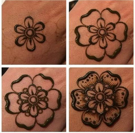 Henna Tattoo Designs Knee, Simple Henna Designs Flower, Henna Designs Easy Flower, Fun Henna Designs, Flowers Henna Designs, Foot Henna Designs Simple Easy, Back Henna Designs, Simple Henna Art, Cool Henna Tattoos