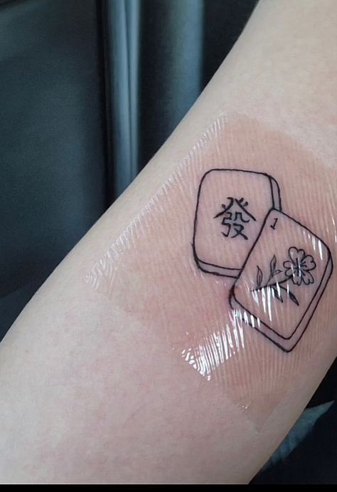 Mahjong Tattoo Ideas, Mahjong Tile Tattoo, Mahjong Tattoo, Tile Tattoo, Mahjong Tile, Tattoo Board, Tattoo Aesthetic, Small Tattoo, Tattoo Inspo