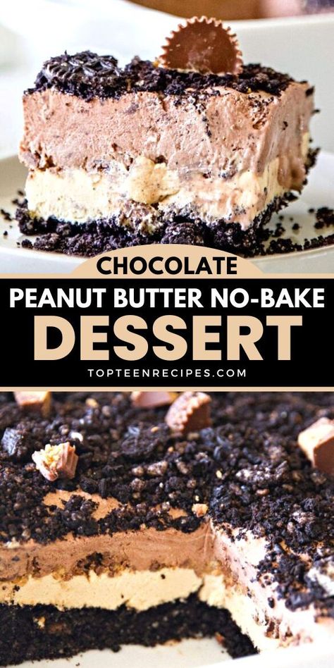 No Bake Chocolate Desserts, Dessert Halloween, Layered Dessert, Donut Muffins, Peanut Butter No Bake, Brownie Desserts, Layered Desserts, Peanut Butter Desserts, Peanut Butter Pie