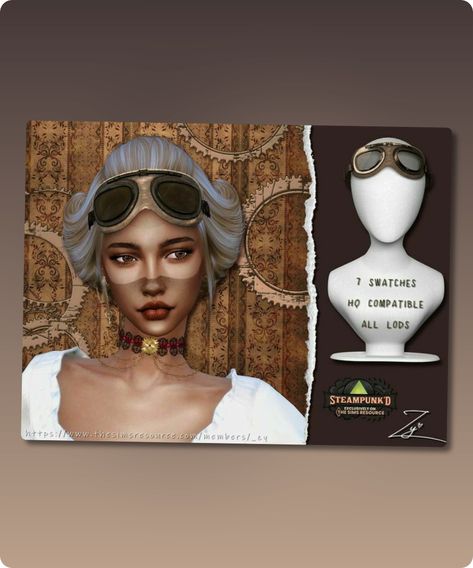 Sims 4 Accessory CC: Steampunked Goggles By  ZY Sims 4 Accessories Cc, Sims 4 Alpha Cc, Ski Glasses, Sims 4 Alpha, Sims 4 Cc Download, Alpha Cc, Model Nails, Best Sims, Butterfly Pendant Necklace